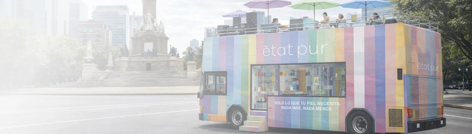 party bus de Etat Pur en CDMX con experiencia de skincare basado en ciencia y activos puros
